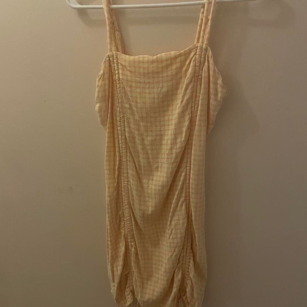 Pink and yellow checkered dress